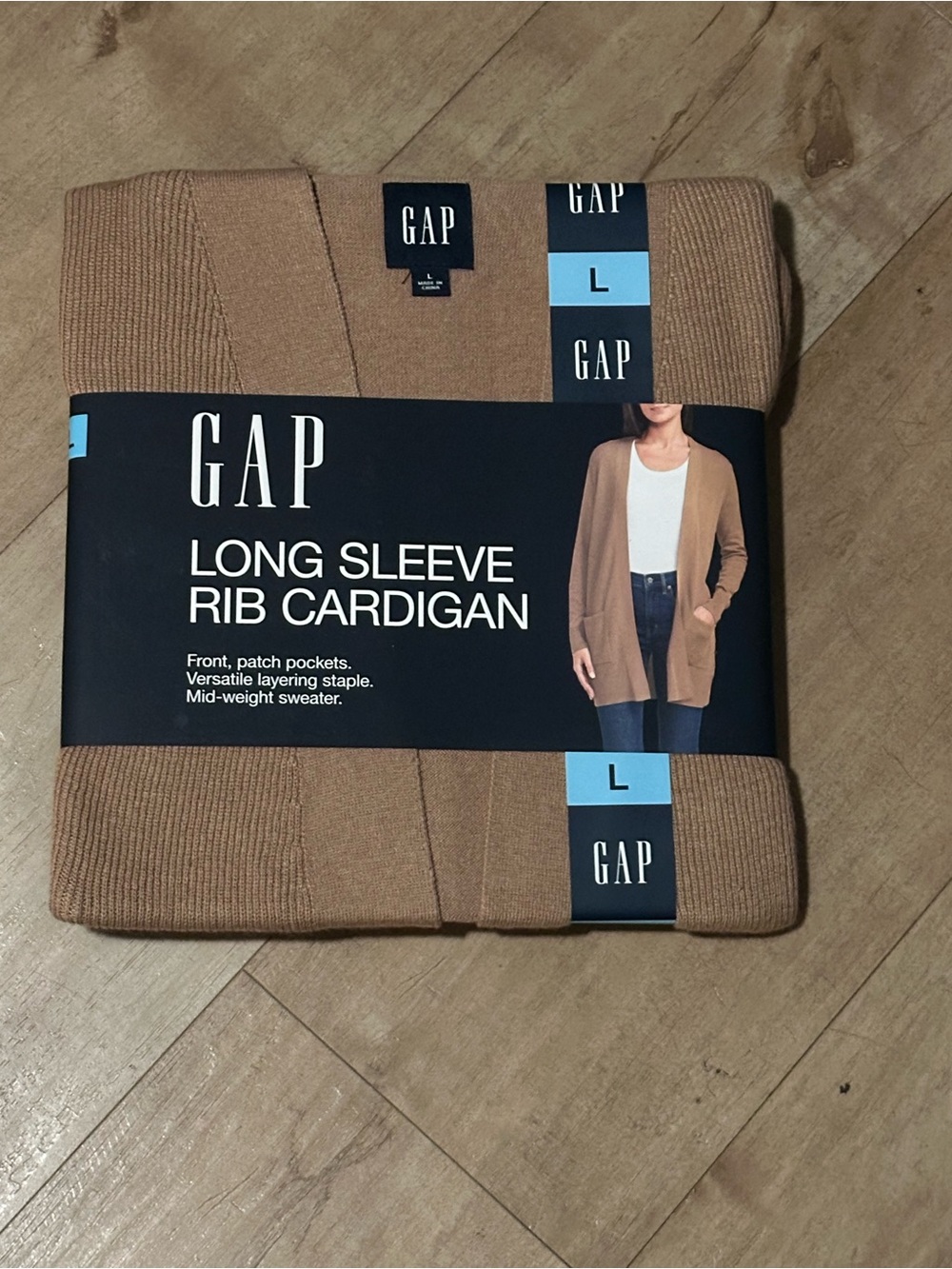 GAP Long Sleeve Rib Cardigan — Brown